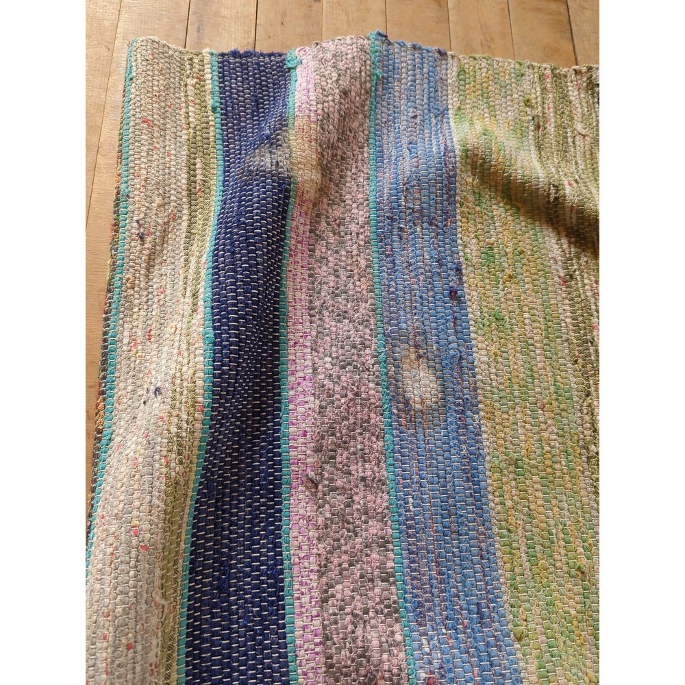Antique Imported Swedish Hand Made Rag Rug Runner (26.5" x 140" ) As Shown - Picture 12 of 12